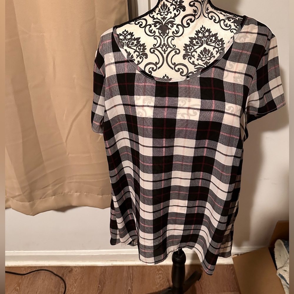 Torrid Plaid Black and White Women's Top